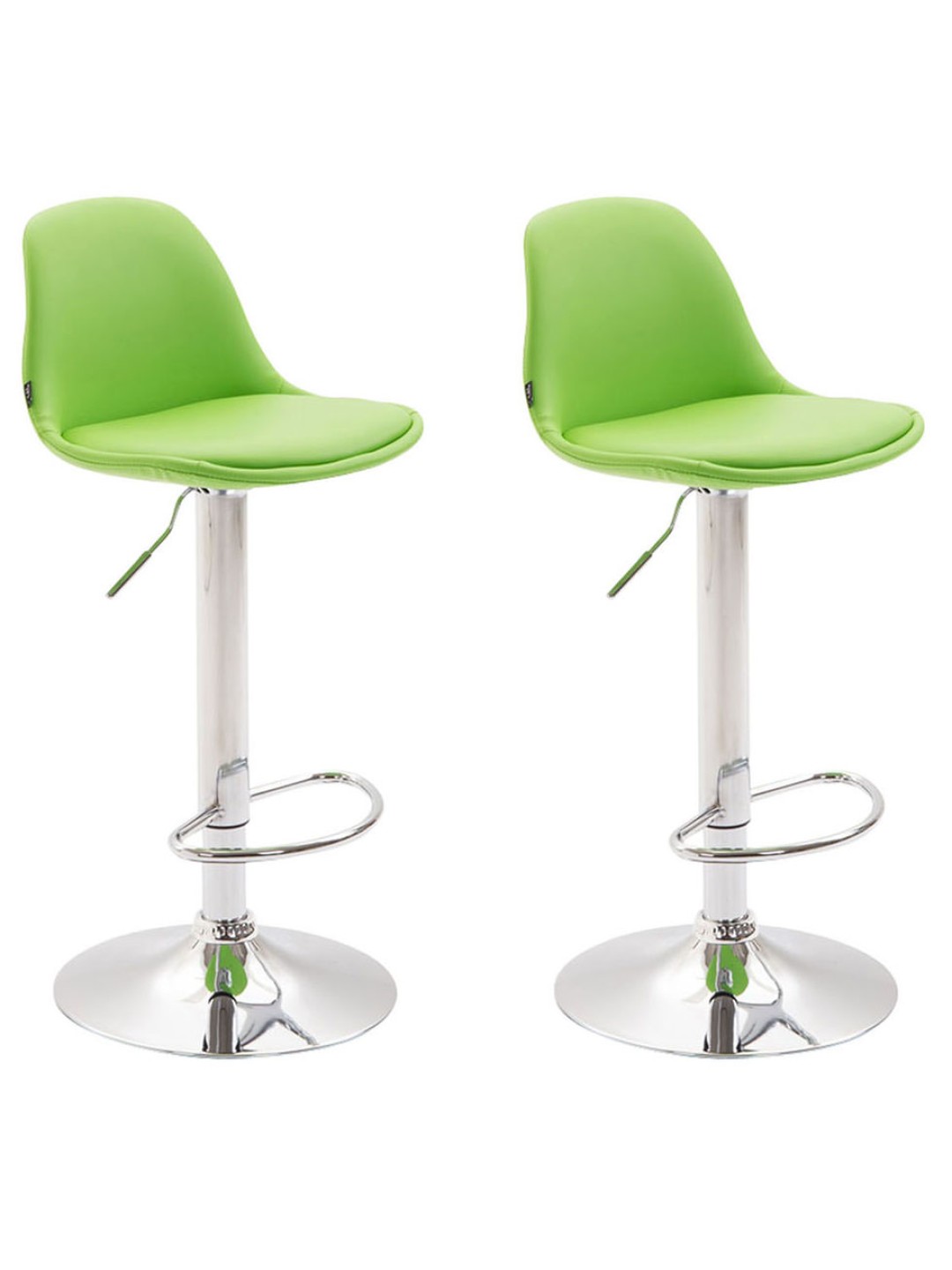 Sæt med 2 barstole Kiel fuldpolstret kunstlæder krom, grøn