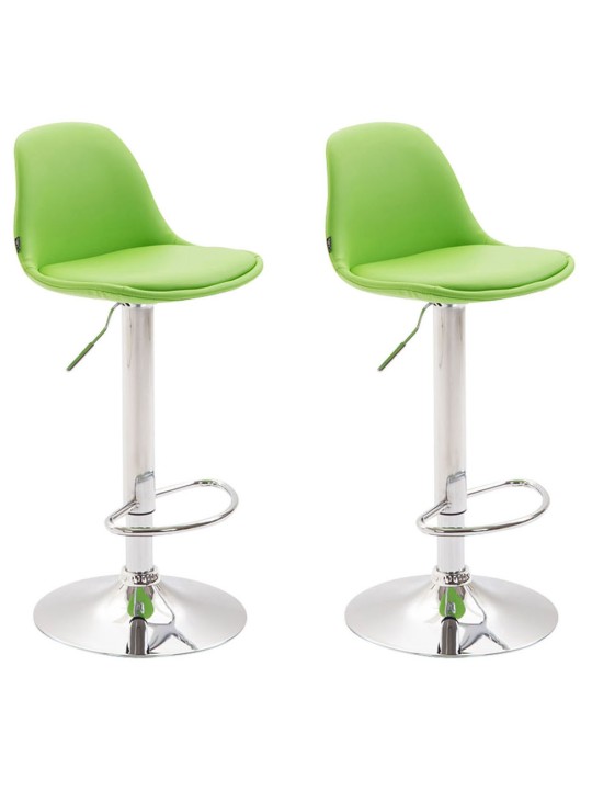 Sæt med 2 barstole Kiel fuldpolstret kunstlæder krom, grøn
