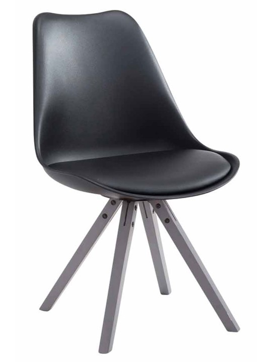 Besøgsstol Toulouse imiteret læder Firkantet grå, sort