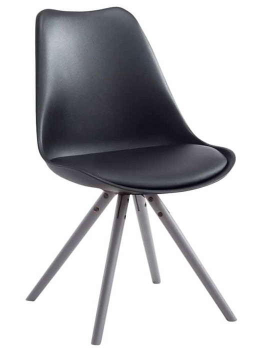 Besøgsstol Toulouse imiteret læder rund grå, sort