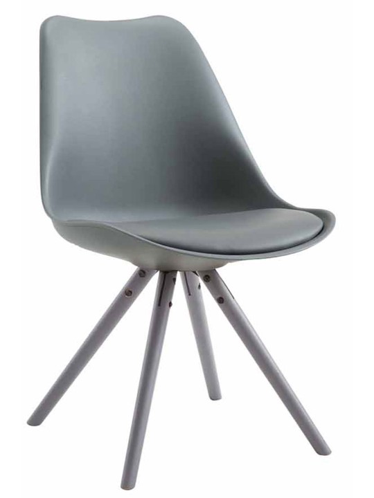 Besøgsstol Toulouse imiteret læder rund, grå