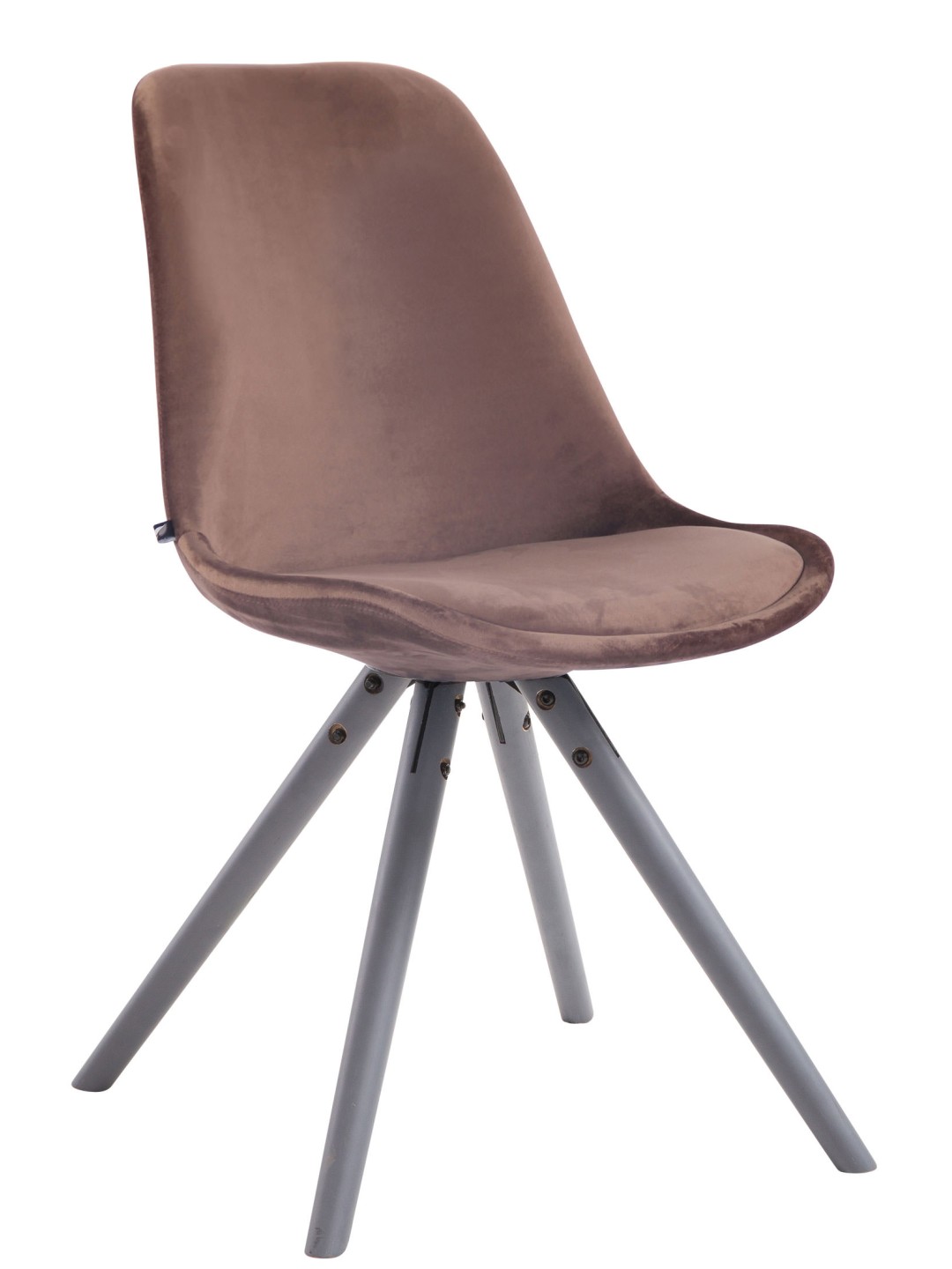 Besøgsstol Toulouse fløjl rund grå, brun