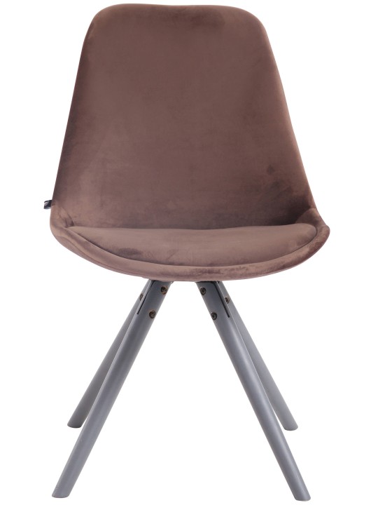 Besøgsstol Toulouse fløjl rund grå, brun