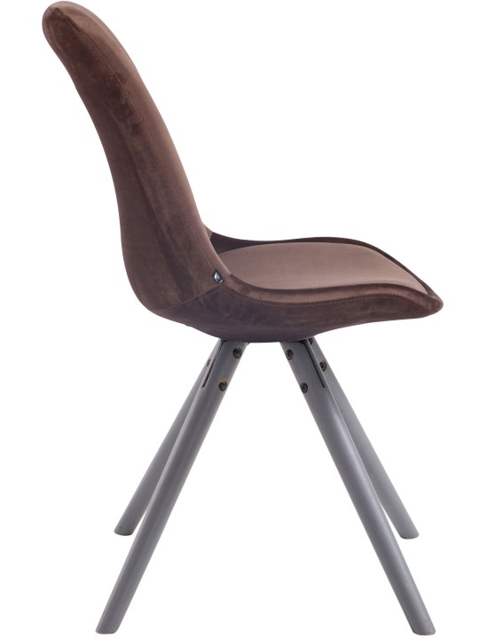 Besøgsstol Toulouse fløjl rund grå, brun