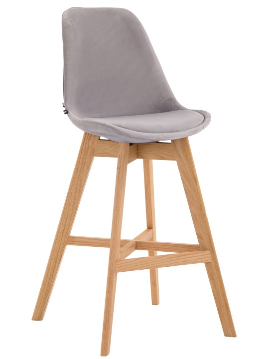 Barstol Cannes fløjl natur, grå Barstol Cannes fløjl natur, grå