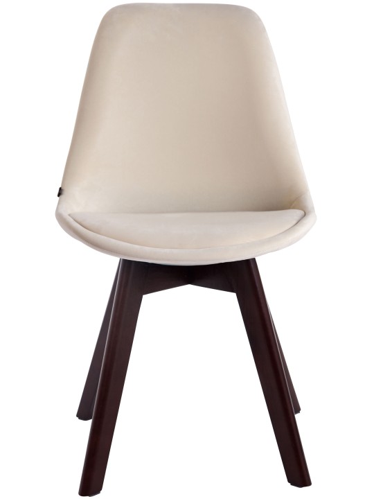 Besøgsstol Borneo V2 fløjl valnød, creme