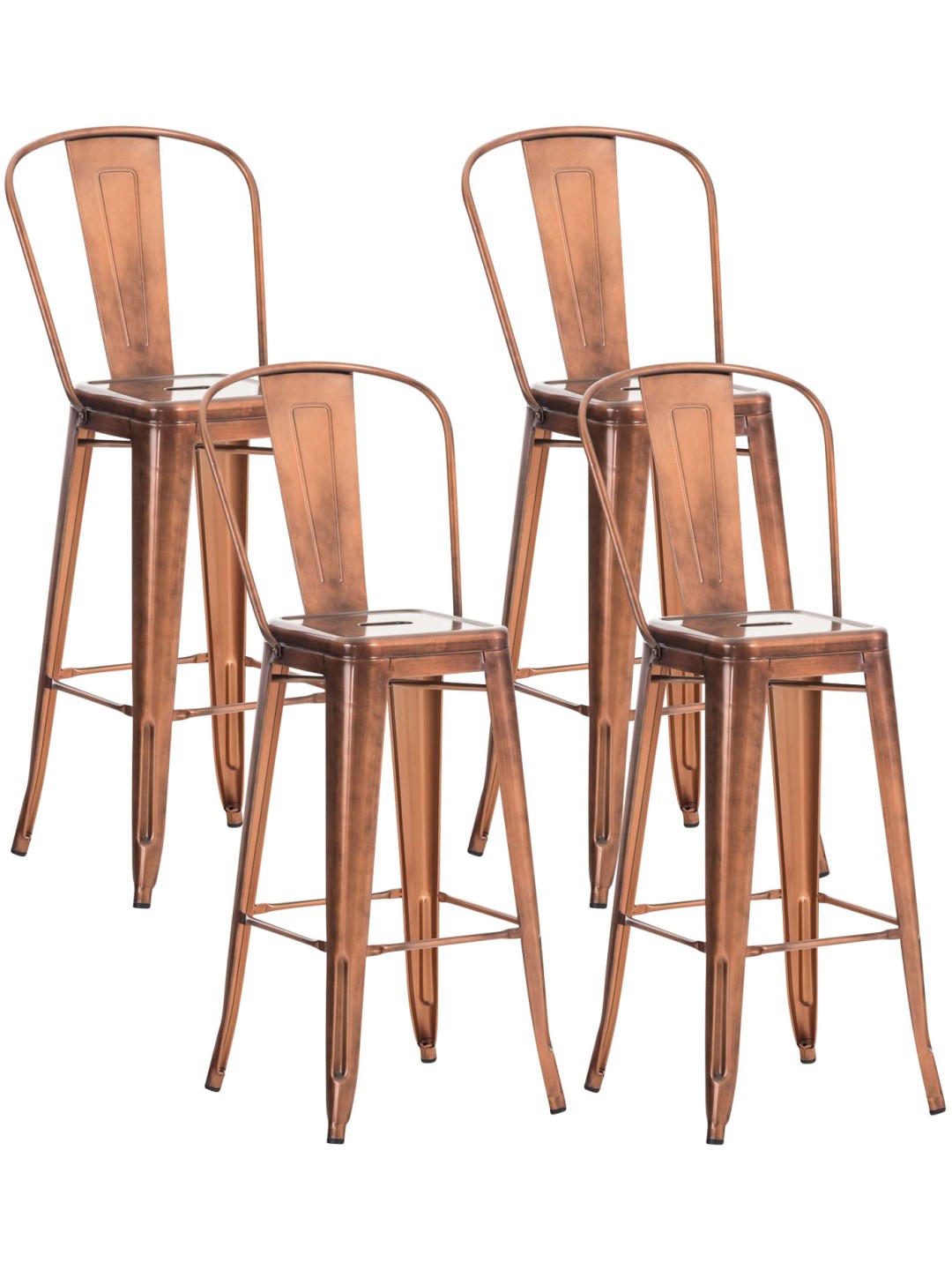Sæt med 4 barstole Aiden, kobber