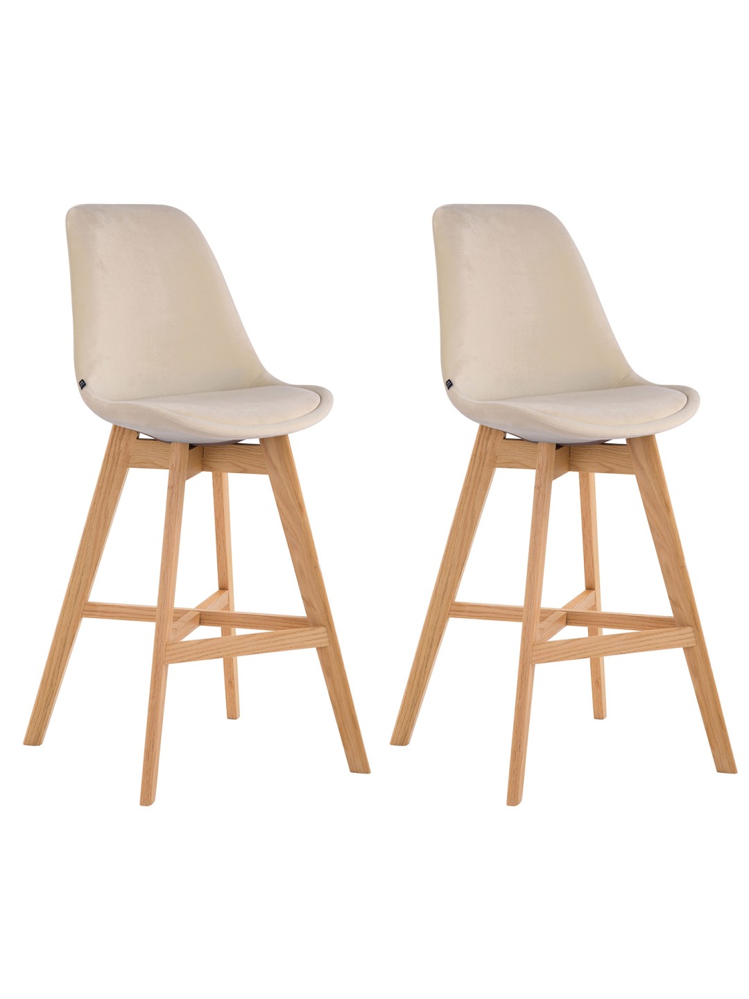 Sæt med 2 barstole Cannes fløjl natur, creme