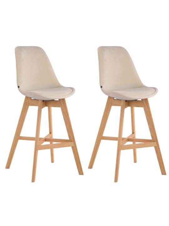 Sæt med 2 barstole Cannes fløjl natur, creme