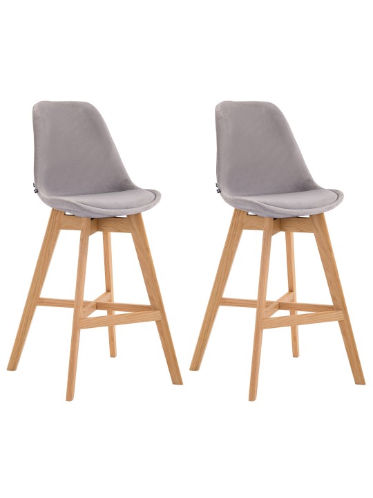 Sæt med 2 barstole Cannes fløjl natur, grå
