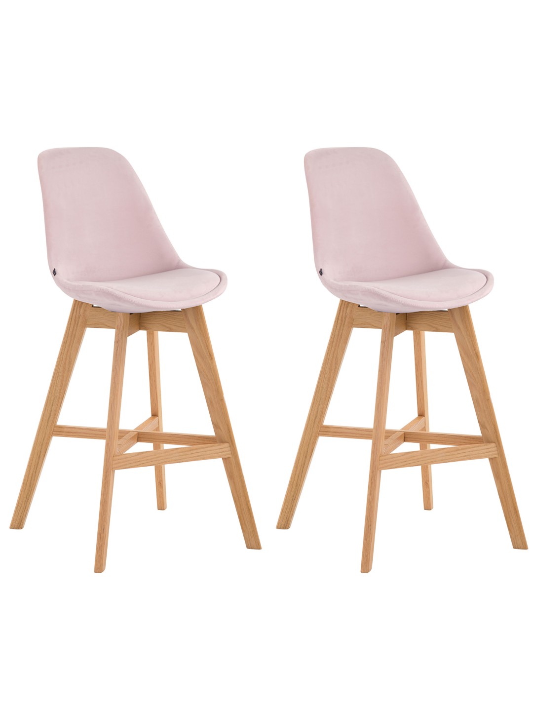 Sæt med 2 barstole Cannes fløjl natur, pink