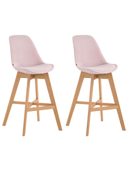 Sæt med 2 barstole Cannes fløjl natur, pink