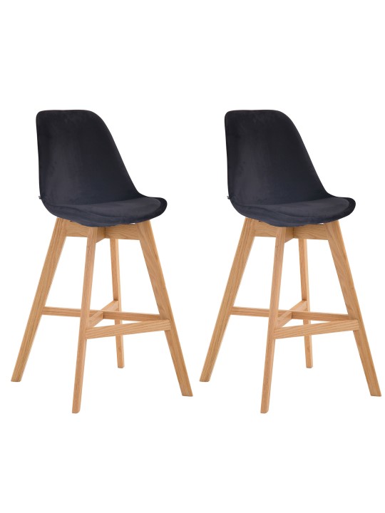 Sæt med 2 barstole Cannes fløjl natur, sort