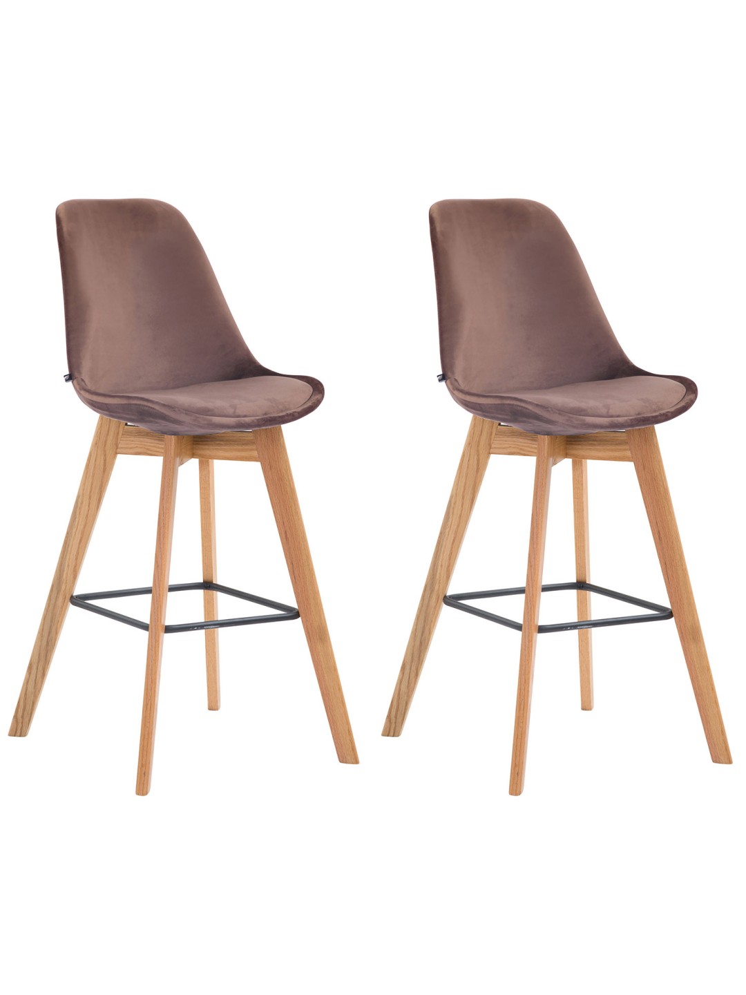 Sæt med 2 barstole Metz velvet naturel, brun