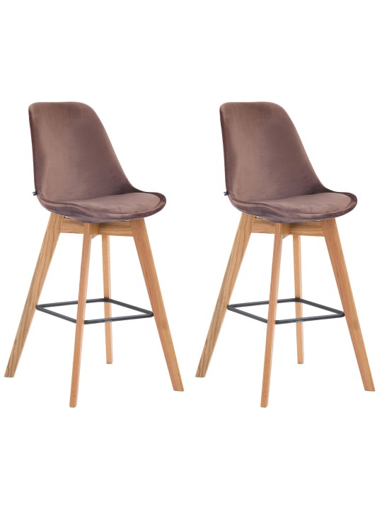 Sæt med 2 barstole Metz velvet naturel, brun