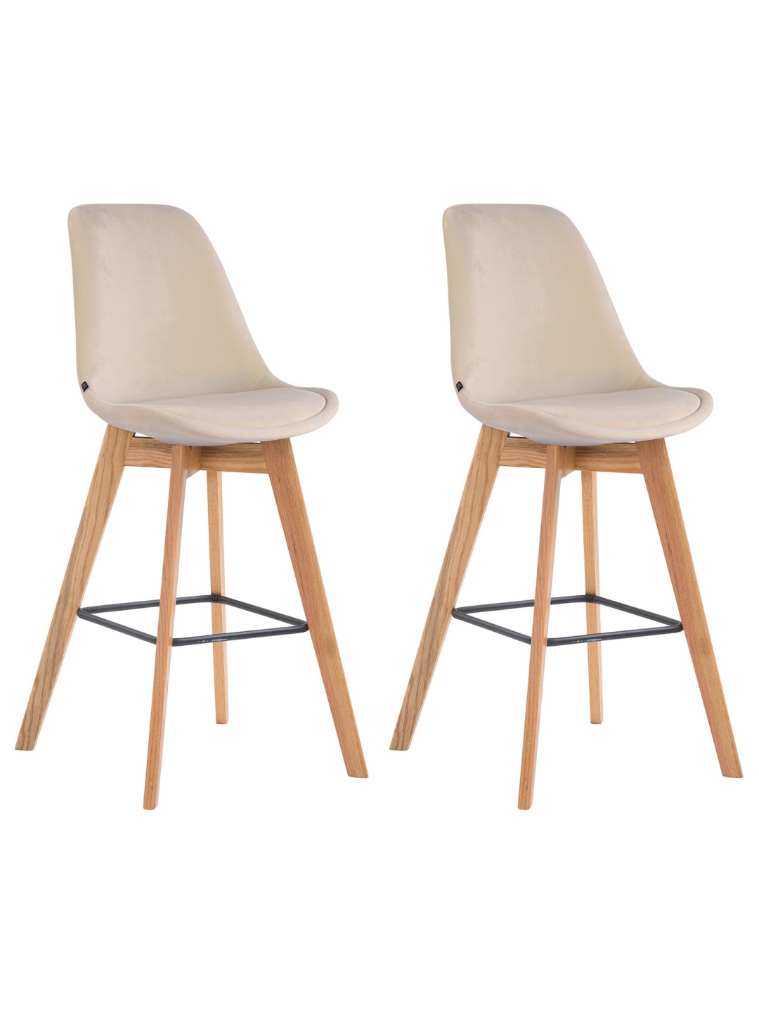 Sæt med 2 barstole Metz velvet naturel, creme