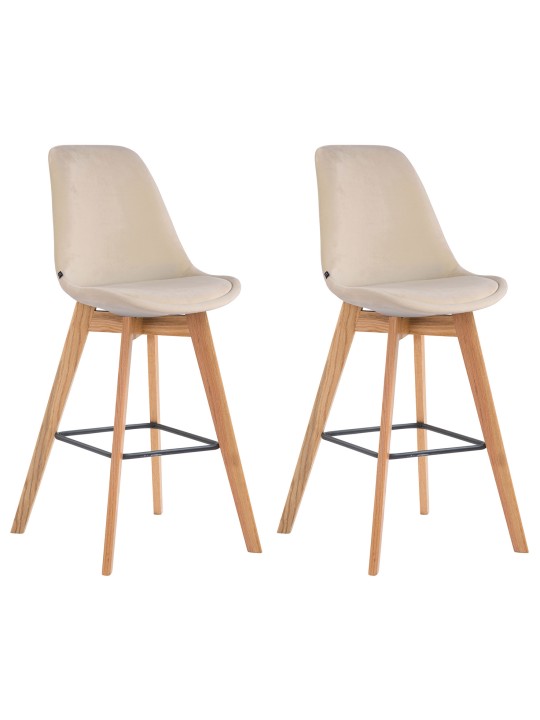 Sæt med 2 barstole Metz velvet naturel, creme