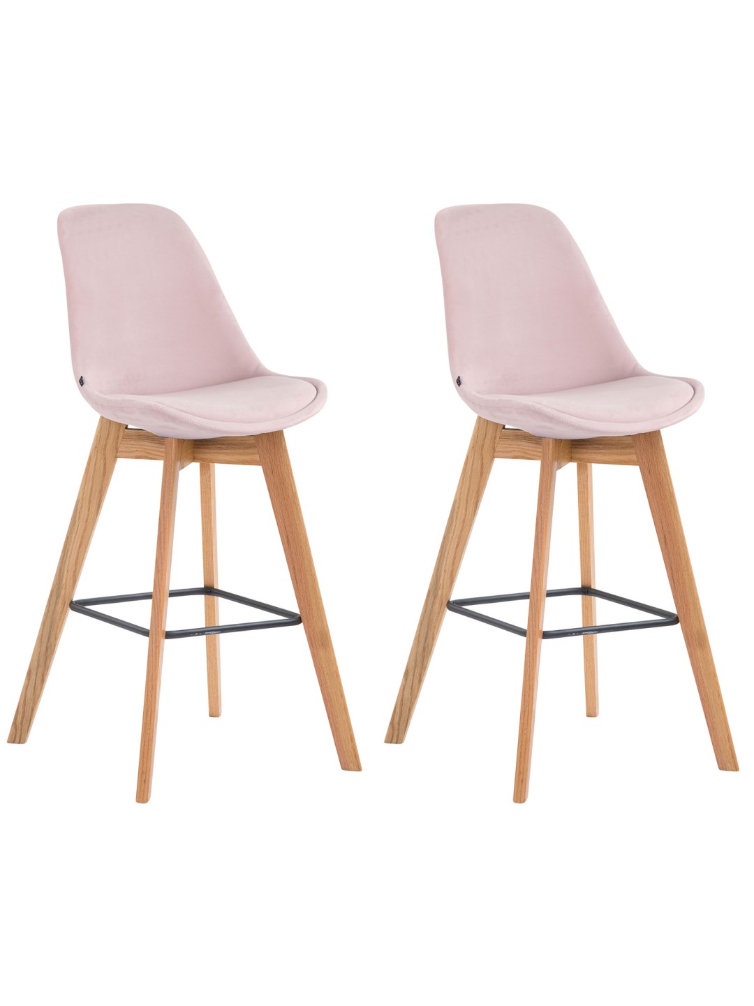 Sæt med 2 barstole Metz velvet naturel, pink