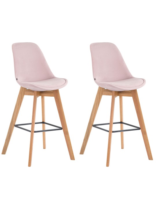 Sæt med 2 barstole Metz velvet naturel, pink