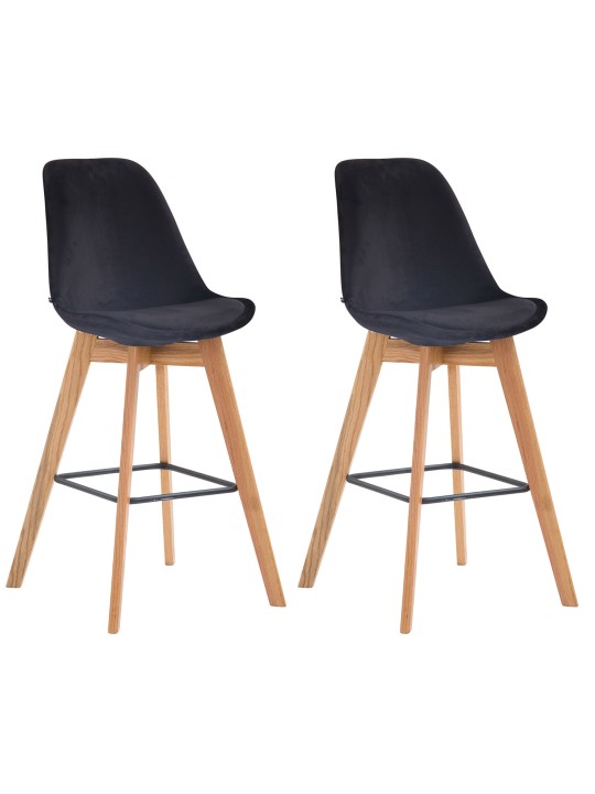 Sæt med 2 barstole Metz velvet naturel, sort Sæt med 2 barstole Metz velvet naturel, sort