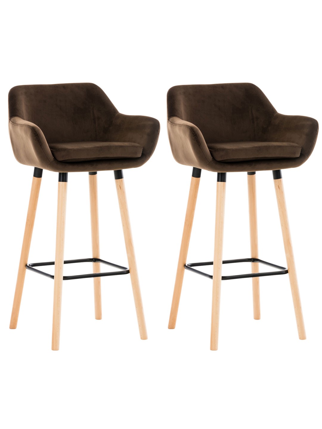 Sæt med 2 barstole Grant velvet, brun