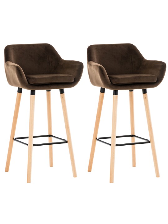 Sæt med 2 barstole Grant velvet, brun Sæt med 2 barstole Grant velvet, brun
