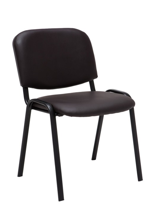 Sæt med 4 besøgsstole Ken imiteret læder, brun