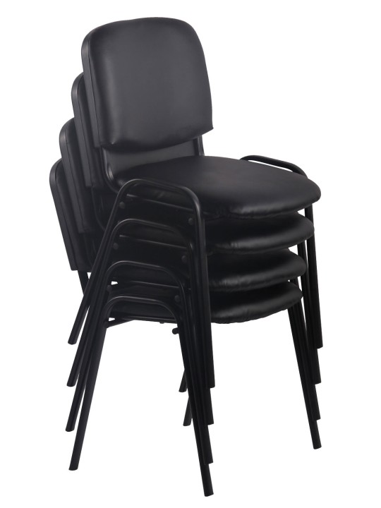 Sæt med 4 besøgsstole Ken imiteret læder, brun