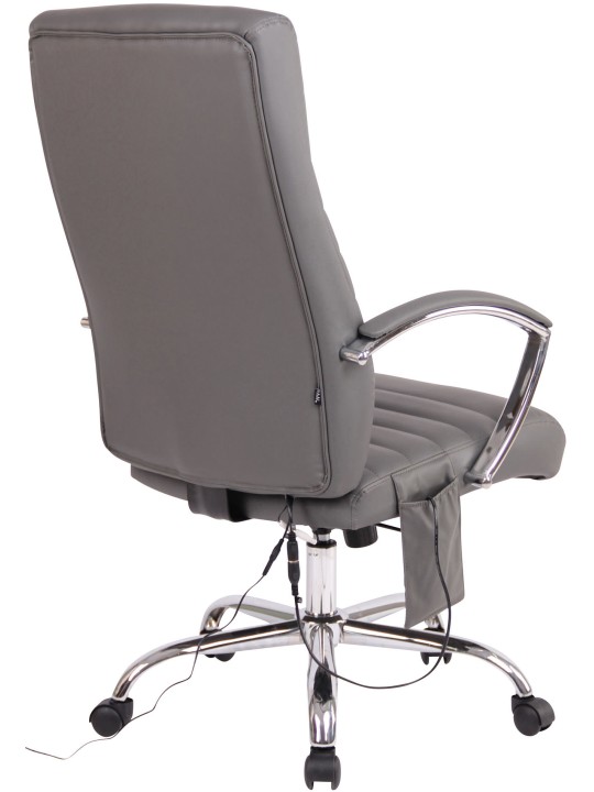Valais kontorstol i imiteret læder med massagefunktion, grå