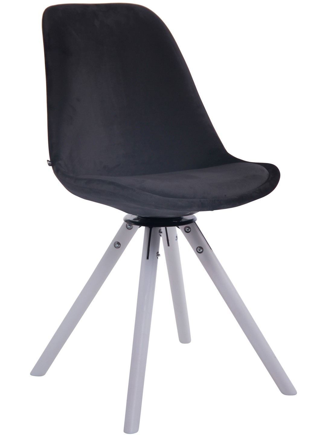 Troyes Velvet Rund Spisestuestol, sort