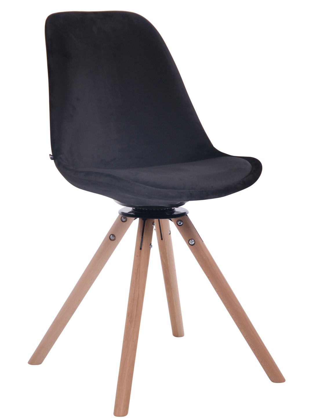 Spisestuestol Troyes fløjl rund natur, sort