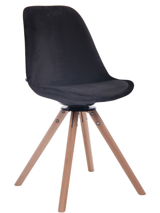 Spisestuestol Troyes fløjl rund natur, sort
