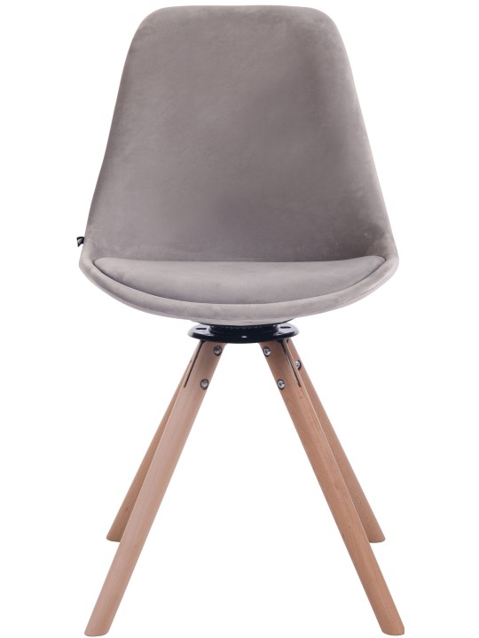 Spisestuestol Troyes fløjl rund natur, grå