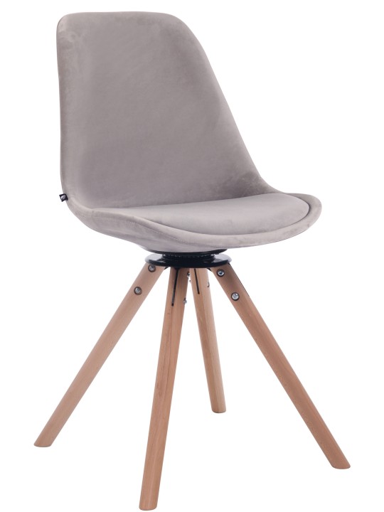 Spisestuestol Troyes fløjl rund natur, grå