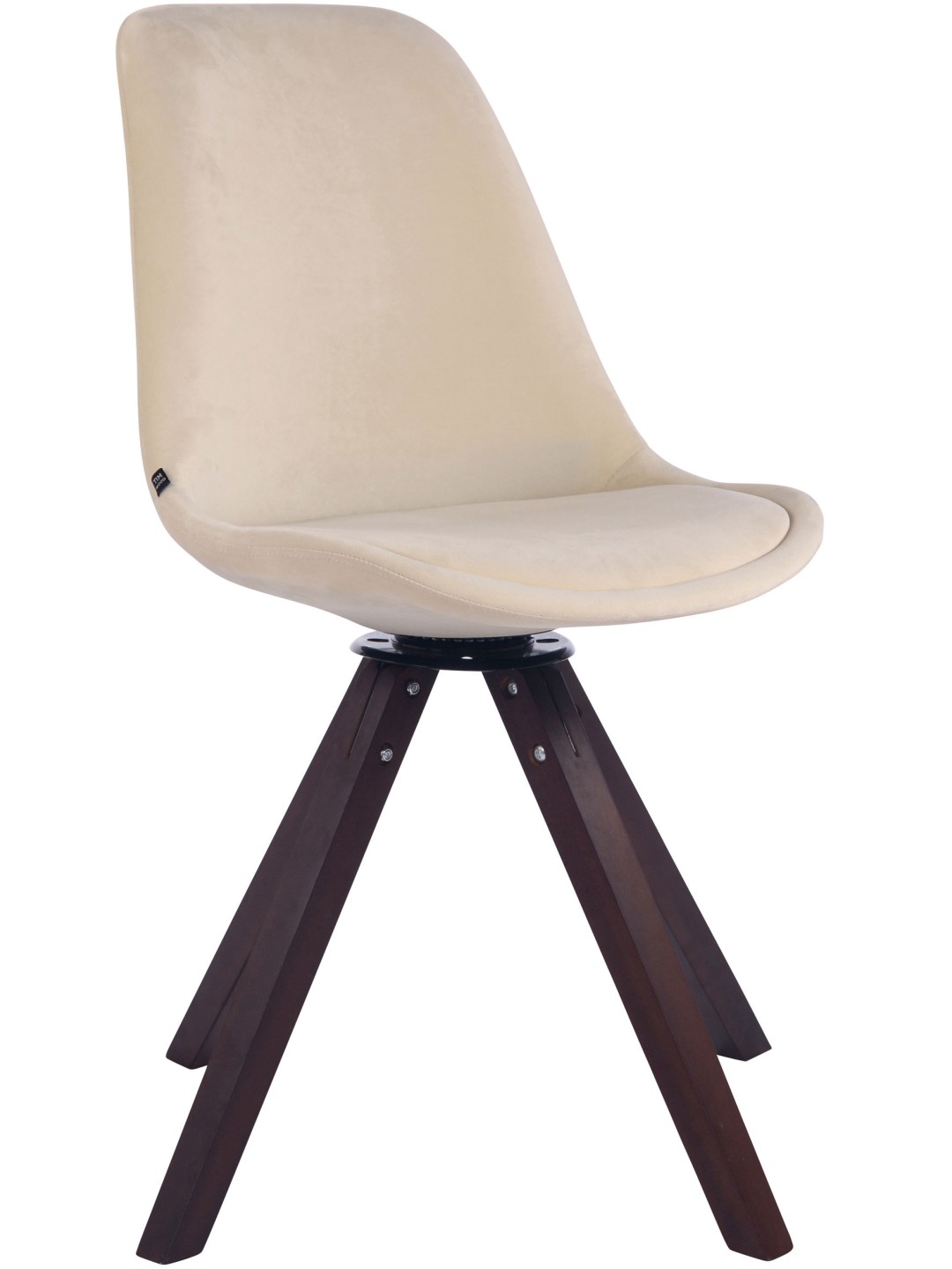 Spisestuestol Troyes fløjl kvadrat valnød, creme