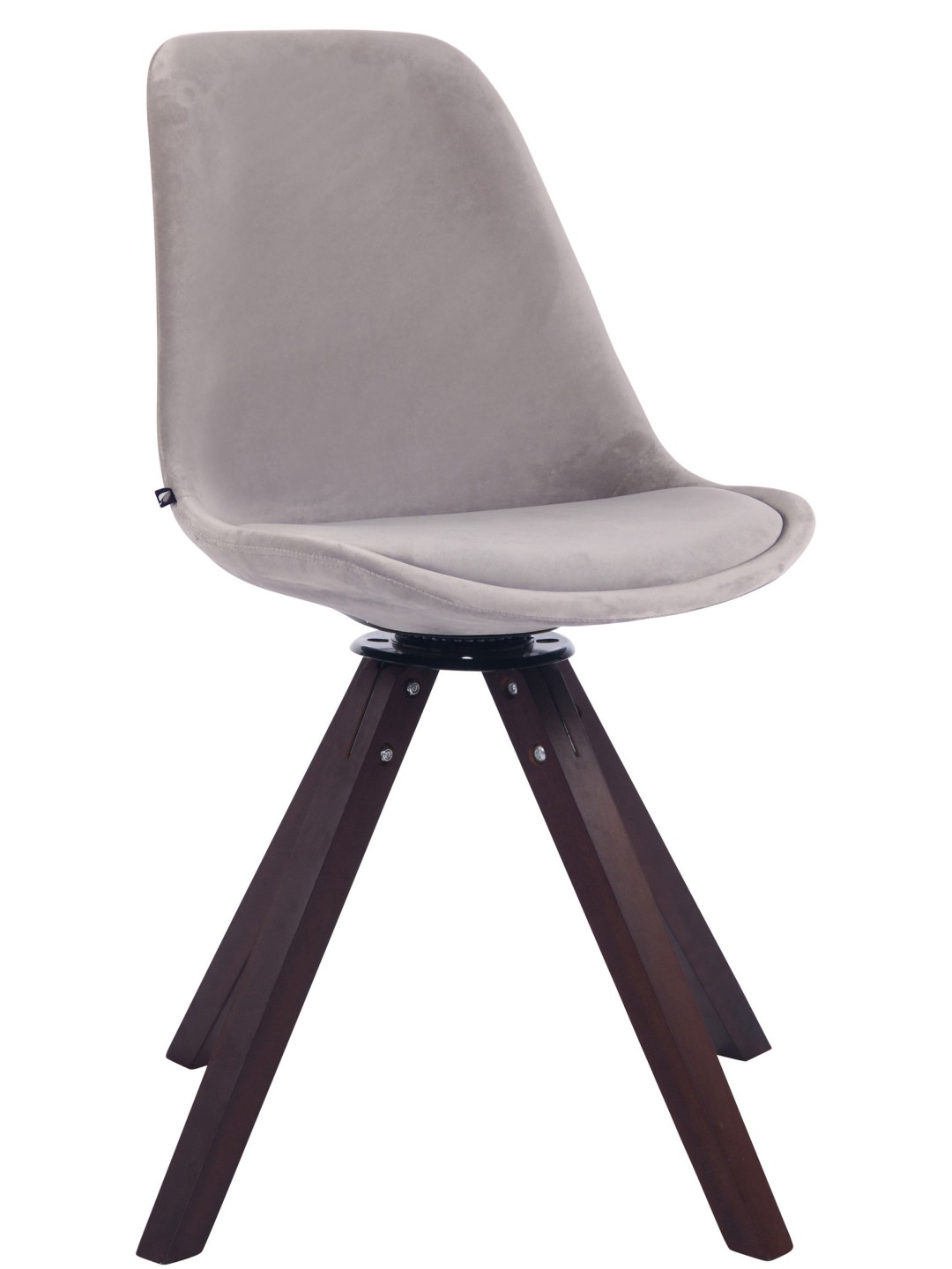 Spisestuestol Troyes fløjl kvadrat valnød, grå