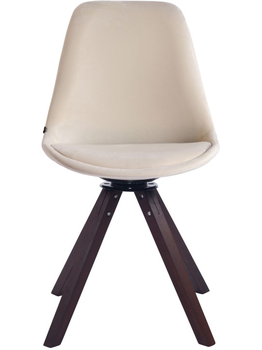 Spisestuestol Troyes fløjl kvadrat valnød, creme