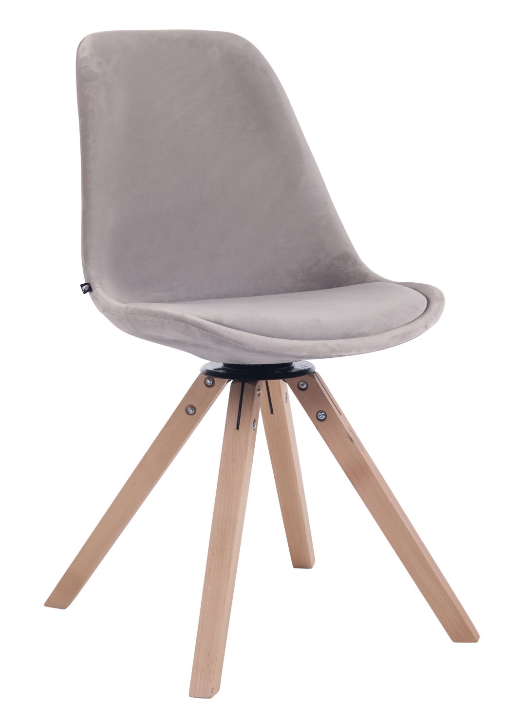 Troyes firkantet spisestuestol i fløjl natur, grå