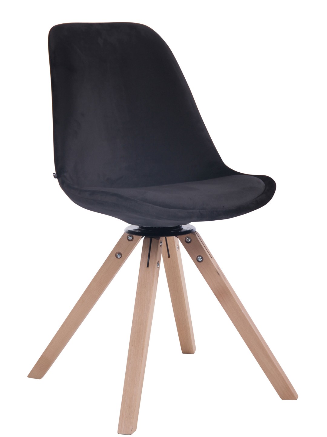 Troyes firkantet spisestuestol i fløjl natur, sort