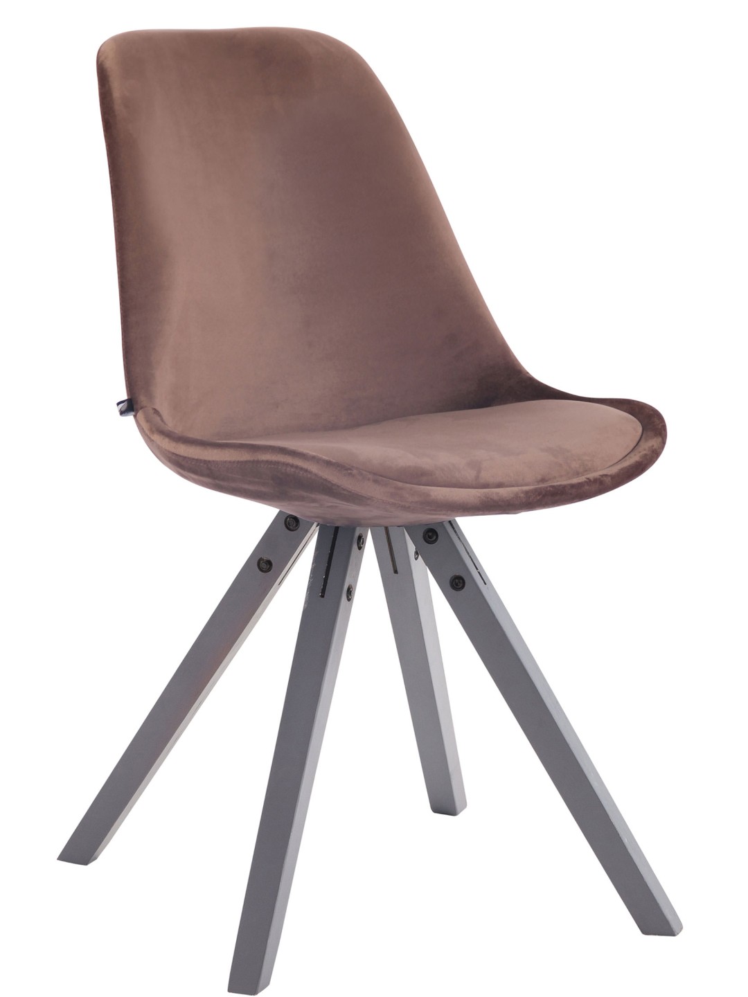 Besøgsstol Toulouse fløjl firkantet grå, brun