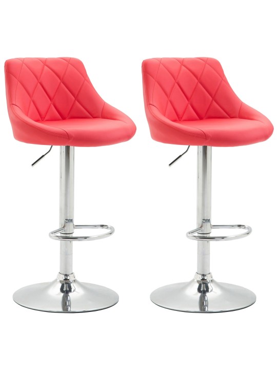 Sæt med 2 barstole Lazio imiteret læder C, rød