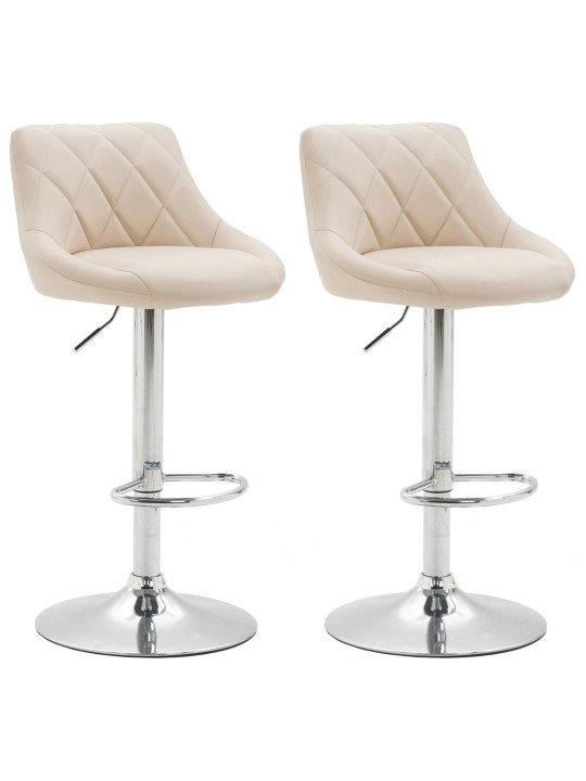 Sæt med 2 barstole Lazio imiteret læder C, creme
