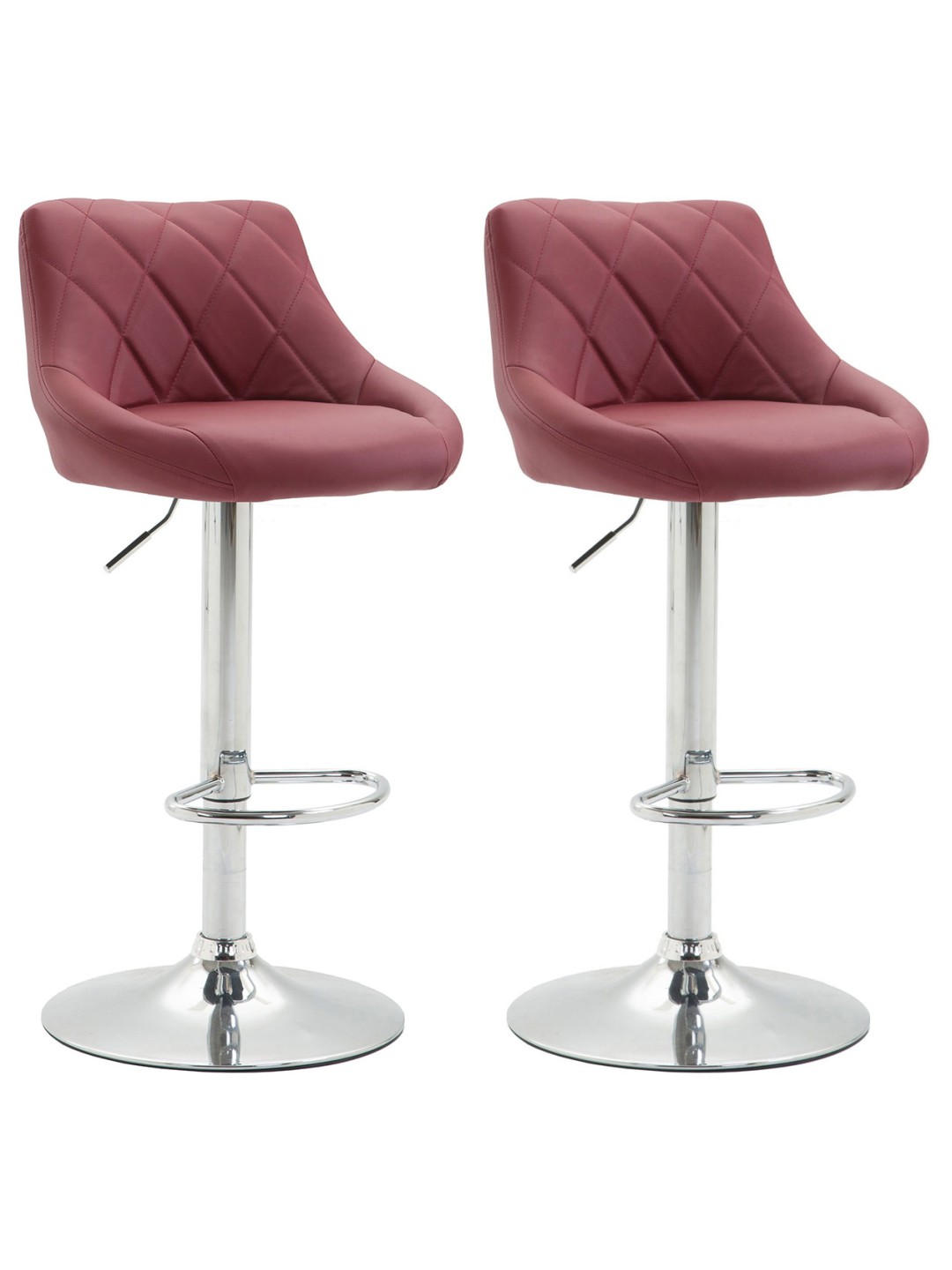 Sæt med 2 barstole Lazio imiteret læder C, bordeaux
