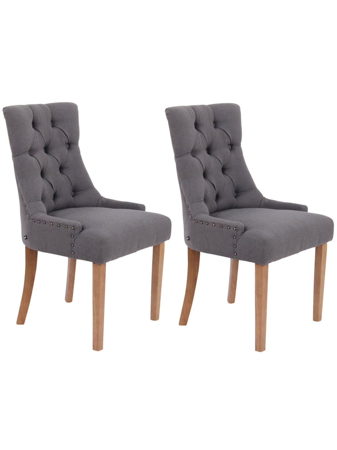 Sæt med 2 spisestuestole Aberdeen stof antique-light, mørkegrå