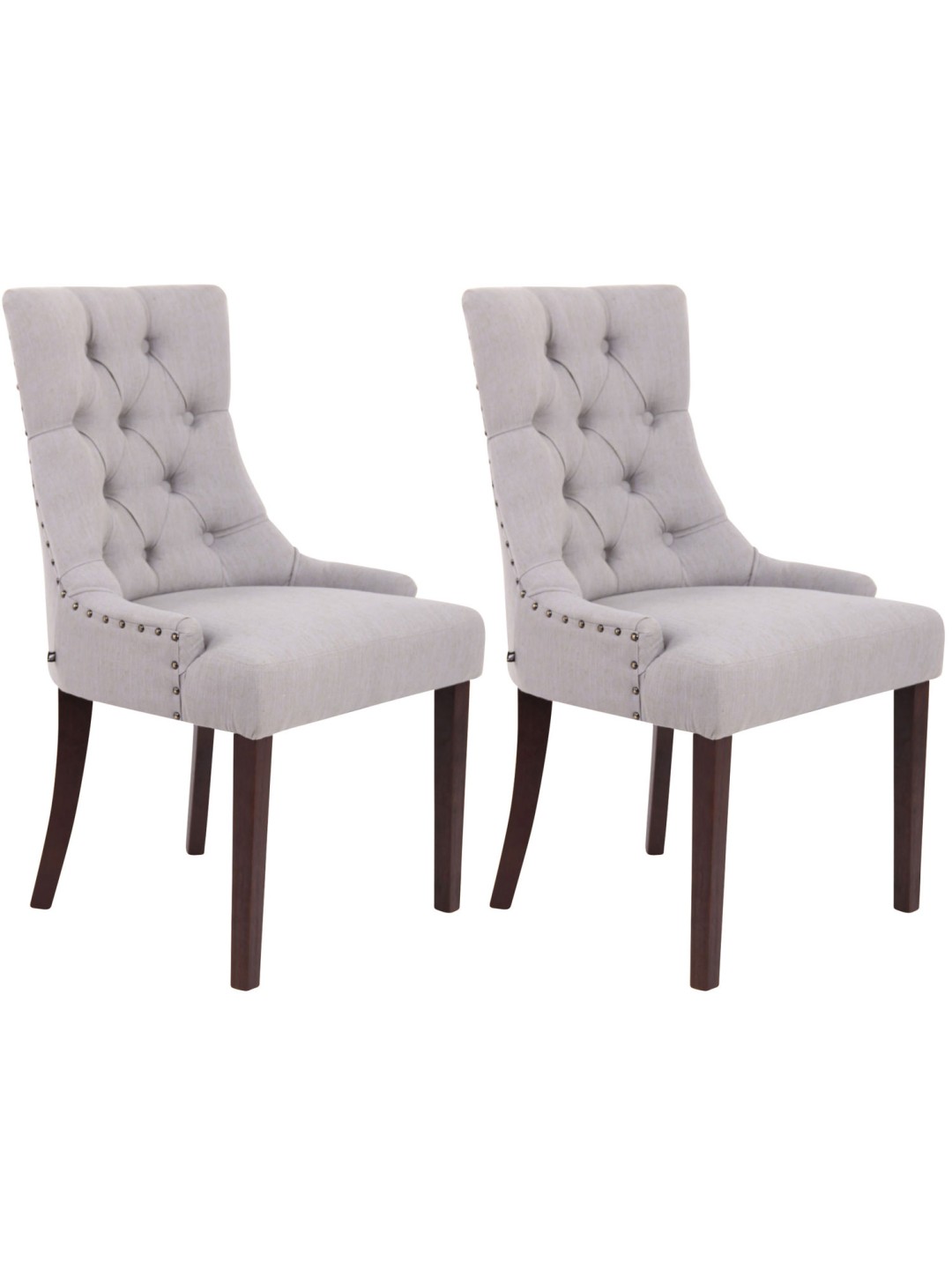 Sæt med 2 spisestuestole Aberdeen stof antik, grå