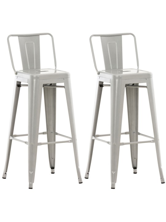 Sæt med 2 barstole Mason, sølv