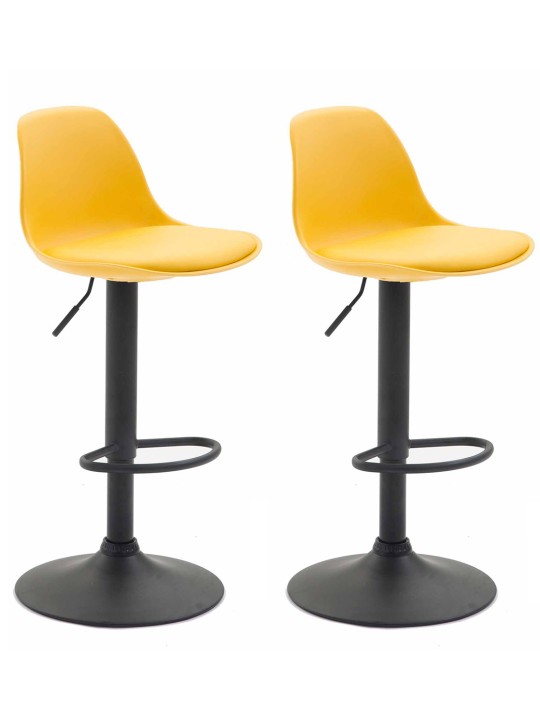 Sæt med 2 barstole Kiel plast, gul