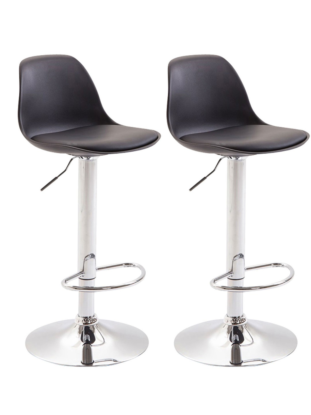 Sæt med 2 barstole Kiel plastik krom, sort