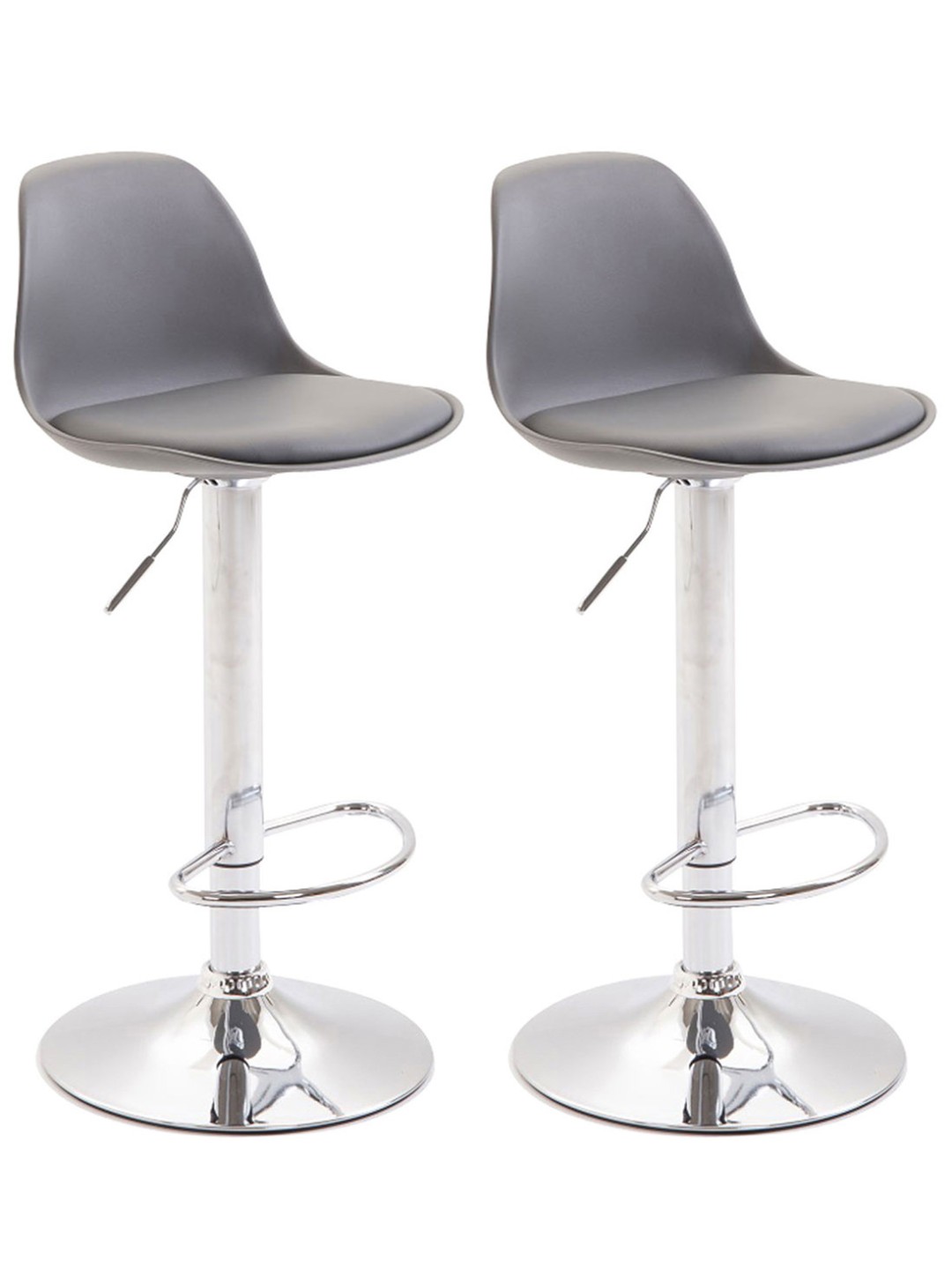 Sæt med 2 barstole Kiel plastik krom, grå