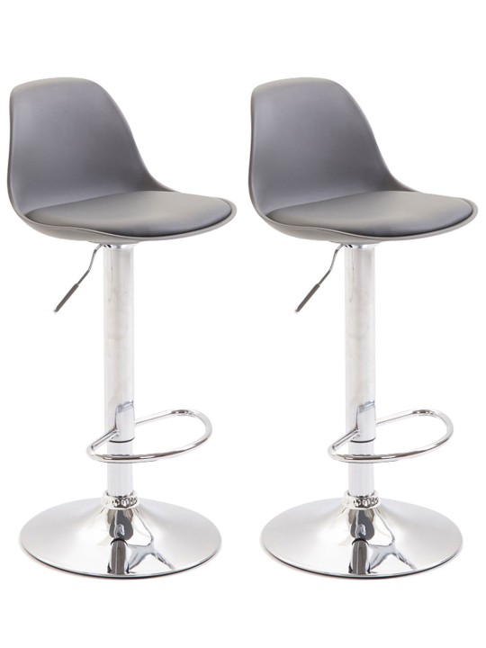 Sæt med 2 barstole Kiel plastik krom, grå Sæt med 2 barstole Kiel plastik krom, grå